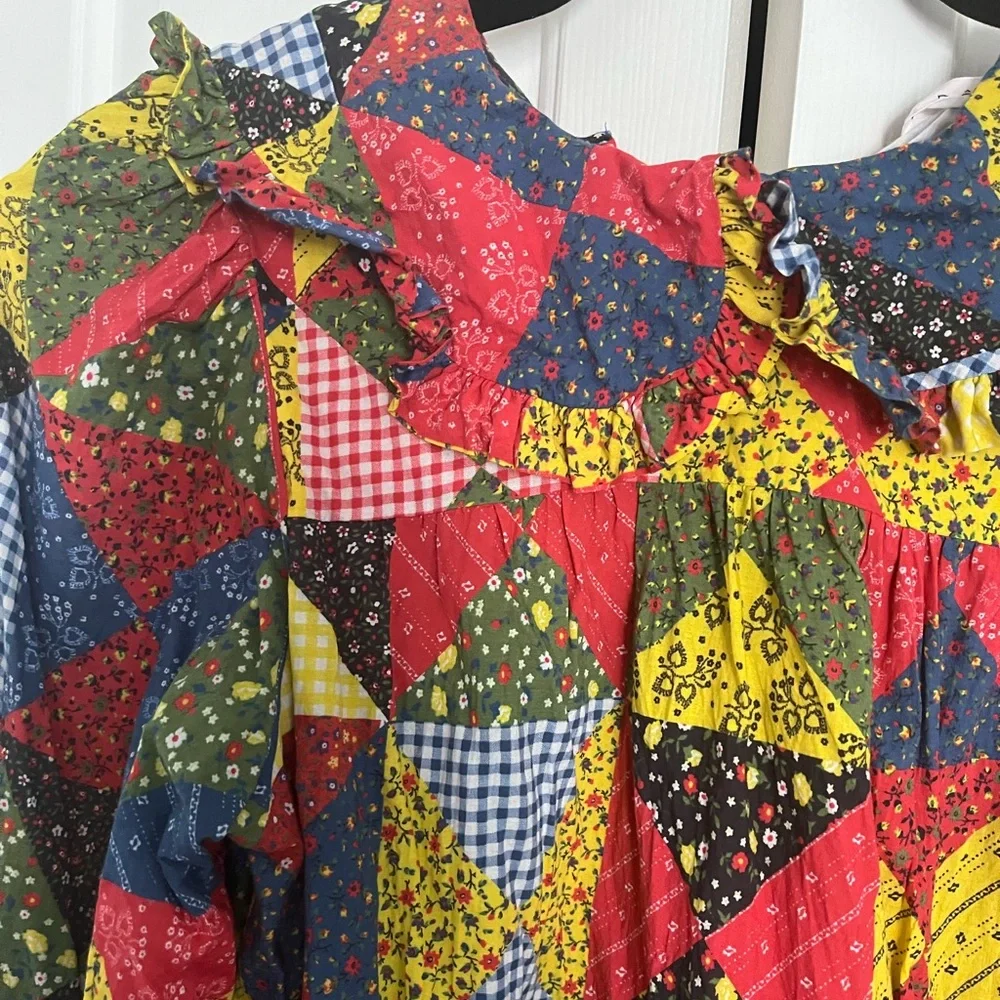 Doen long sleeve patchwork babydoll dress size xxs - Picture 2 of 3